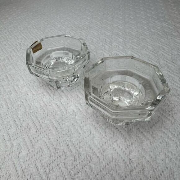 Set Of 2 Luminarc Genuine Crystal Candle Holders 1.75" tall Clear Glass Octime - Picture 2 of 11